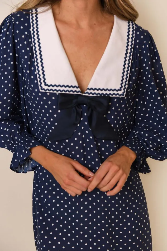 Doris Polka Dot Navy Women RIXO Dresses Doris Polka Dot Navy Women RIXO Dresses