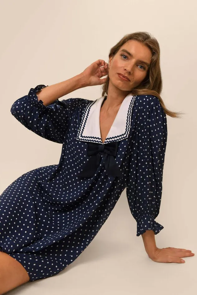 Doris Polka Dot Navy Women RIXO Dresses Doris Polka Dot Navy Women RIXO Dresses