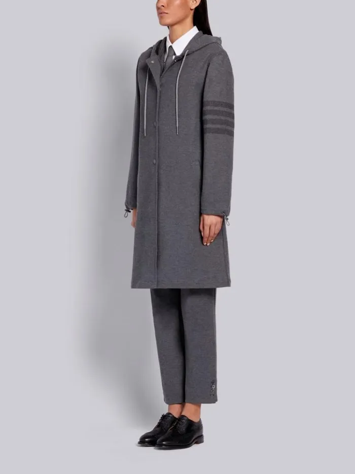 Double Face Cotton Twill Hooded Tonal 4bar Parka Medium Grey Women Thom Browne Outerwear