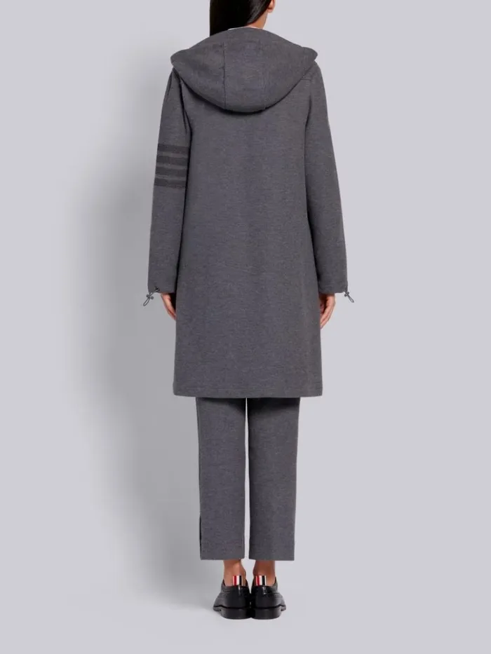 Double Face Cotton Twill Hooded Tonal 4bar Parka Medium Grey Women Thom Browne Outerwear