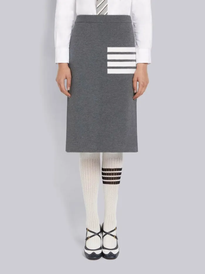Double Face Fine Merino Wool 4bar Aline Knee Length Skirt Medium Grey Women Thom Browne Skirts Double Face Fine Merino Wool 4bar Aline Knee Length Skirt Medium Grey Women Thom Browne Skirts