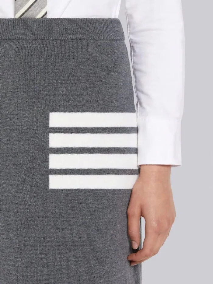 Double Face Fine Merino Wool 4bar Aline Knee Length Skirt Medium Grey Women Thom Browne Skirts