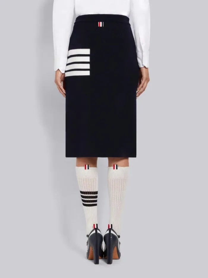 Double Face Fine Merino Wool 4bar Aline Knee Length Skirt Navy Women Thom Browne Skirts
