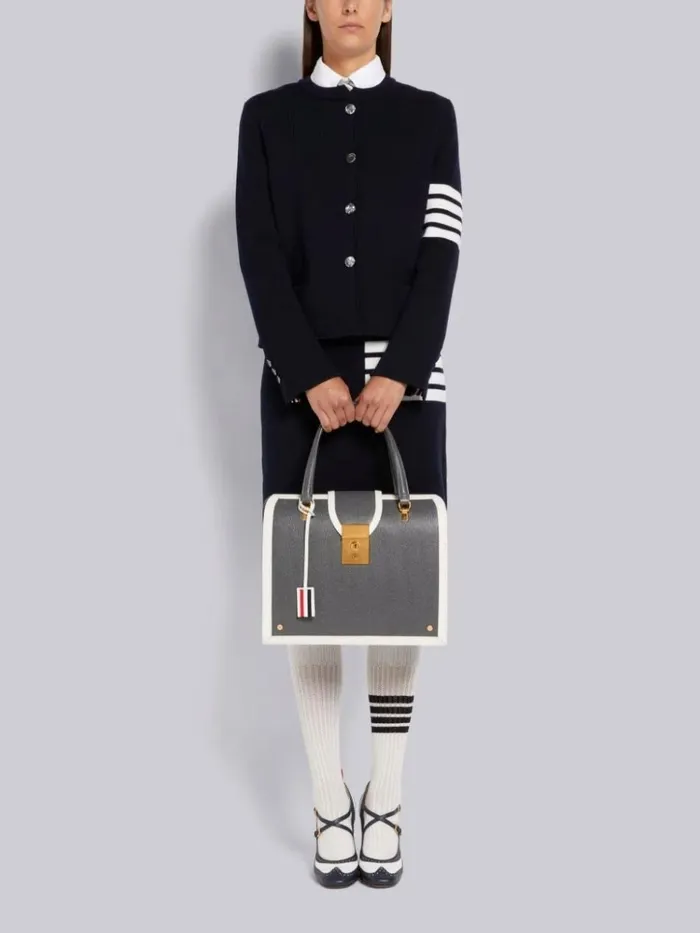 Double Face Fine Merino Wool 4bar Aline Knee Length Skirt Navy Women Thom Browne Skirts