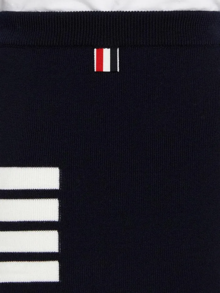 Double Face Fine Merino Wool 4bar Aline Knee Length Skirt Navy Women Thom Browne Skirts