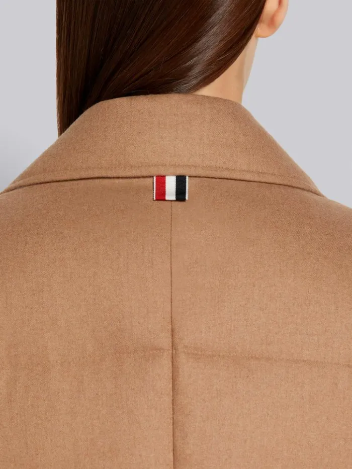 Downfilled Jacket Weight Hair 4bar Wide Lapel Trouser Length Double Breasted Overcoat Camel Women Thom Browne Outerwear