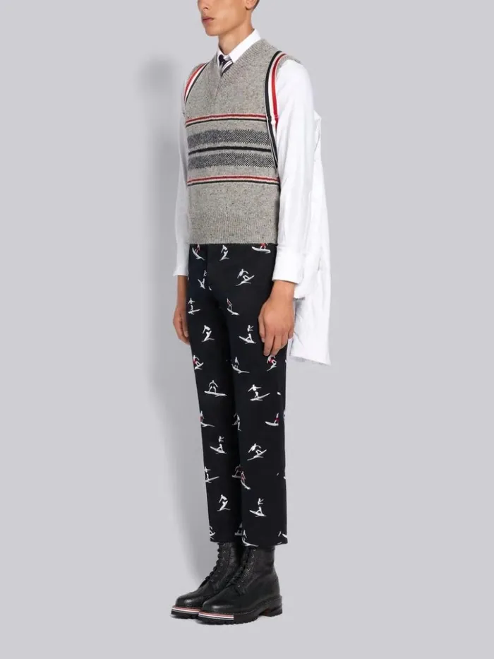 Down Filled Poly Twill Center Back Stripe Sport Coat White Men Thom Browne Outerwear