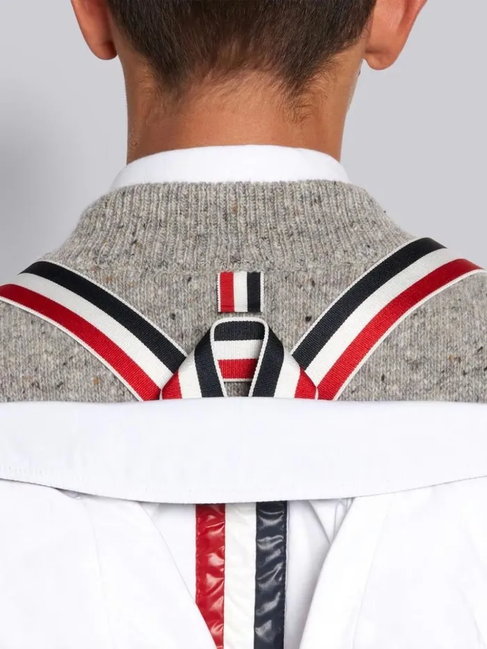 Down Filled Poly Twill Center Back Stripe Sport Coat White Men Thom Browne Outerwear
