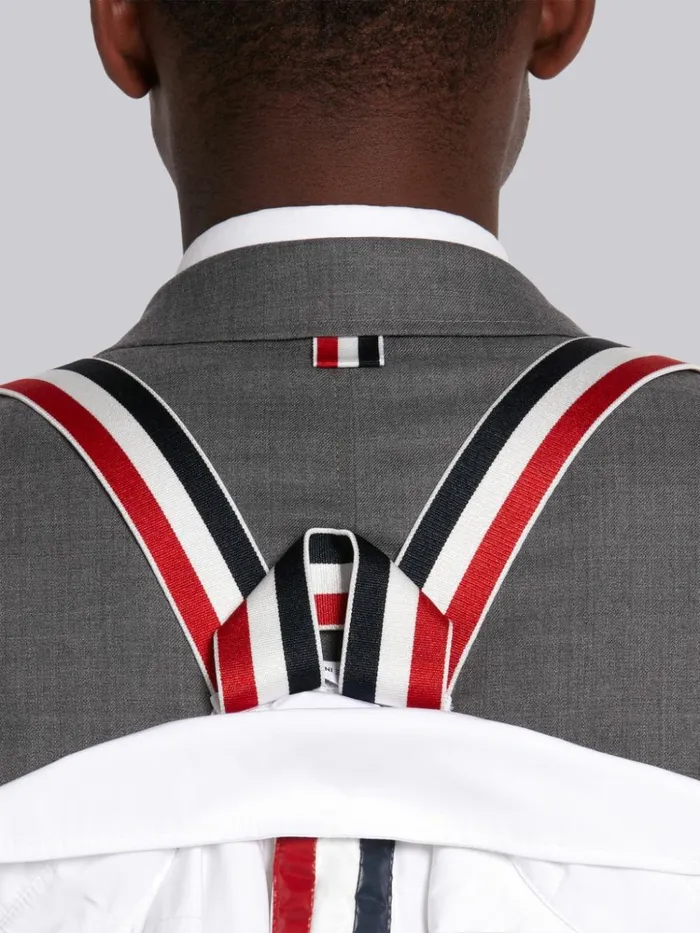 Down Filled Poly Twill Upper Center Back Stripe Shirt Jacket White Men Thom Browne Outerwear