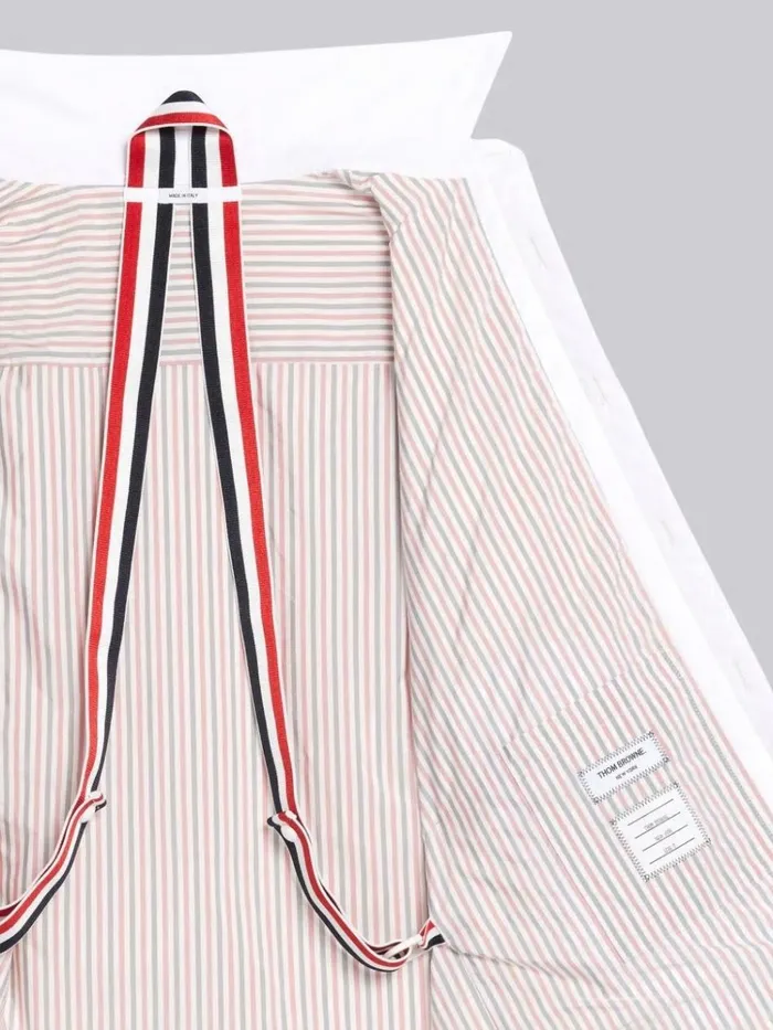 Down Filled Poly Twill Upper Center Back Stripe Shirt Jacket White Men Thom Browne Outerwear