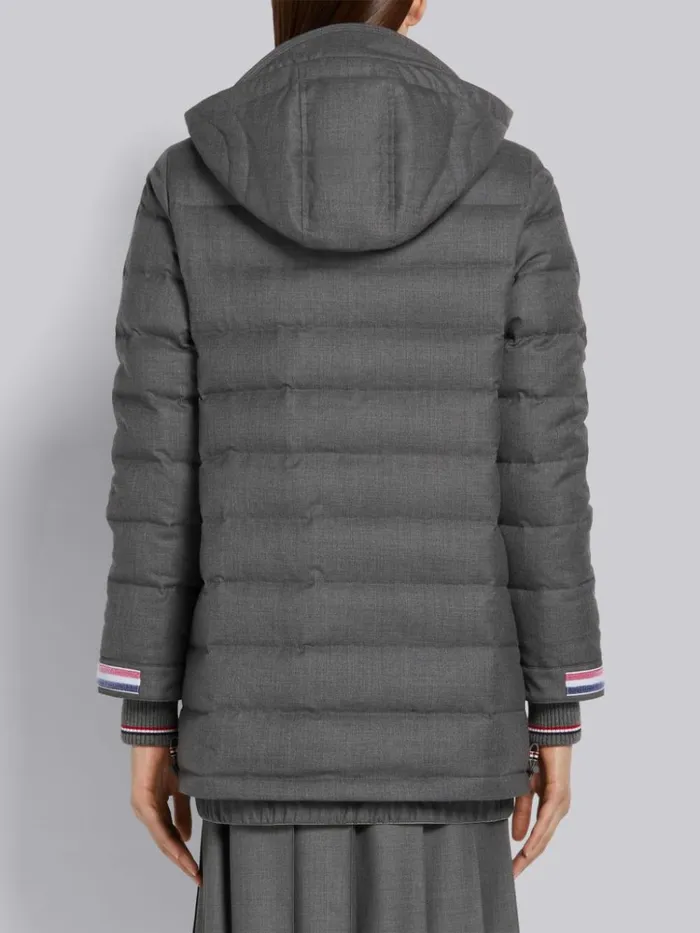 Down Filled Super 120s Twill Funnel Neck Coat Medium Grey Women Thom Browne Outerwear