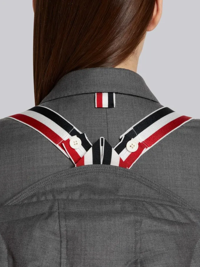 Down Filled Super 120s Twill Funnel Neck Coat Medium Grey Women Thom Browne Outerwear