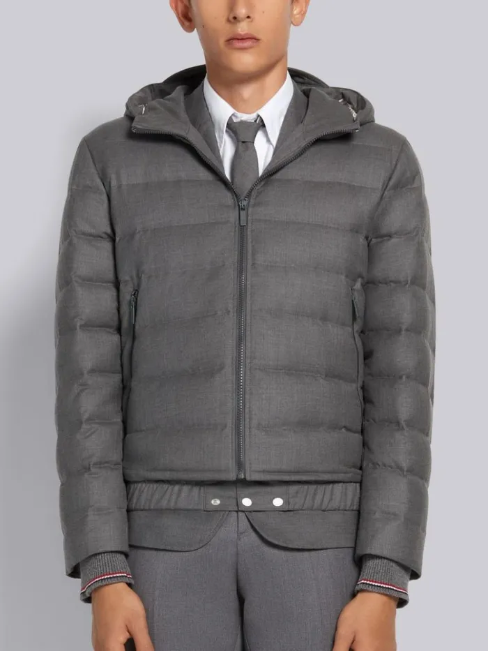 Down Filled Super 120s Twill Ski Jacket Medium Grey Men Thom Browne Outerwear