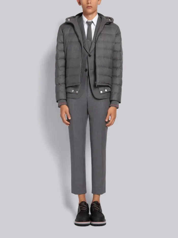 Down Filled Super 120s Twill Ski Jacket Medium Grey Men Thom Browne Outerwear