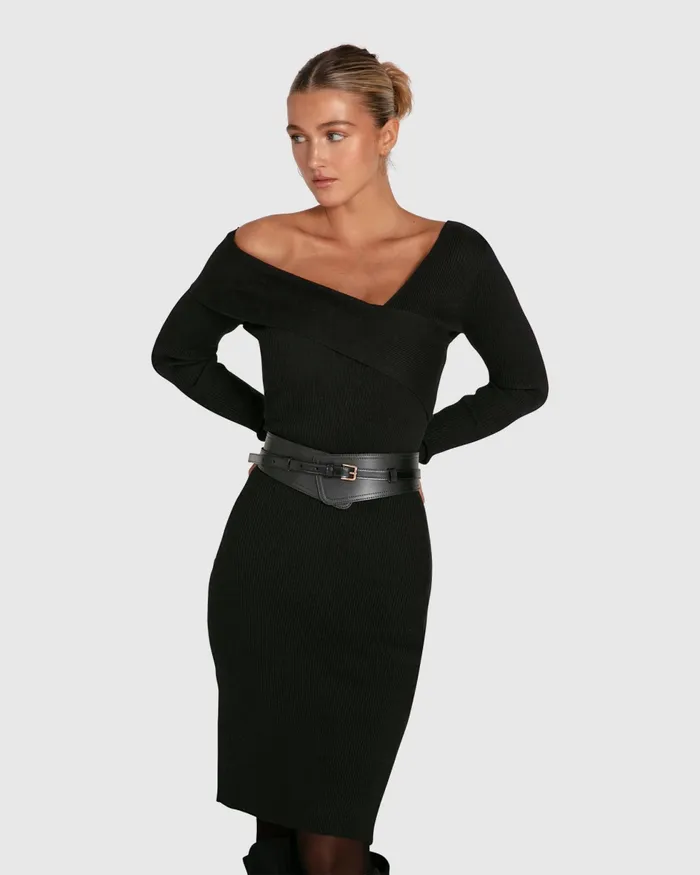 Dresses The Way You Move Knit Dress 8211 Black 8211 Belle and Bloom Women