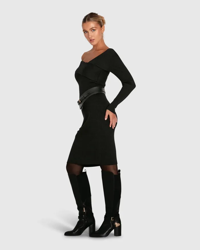 Dresses The Way You Move Knit Dress 8211 Black 8211 Belle and Bloom Women