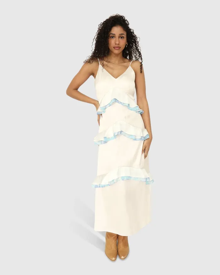 Dresses Women Belle and Bloom Lovely Day Ruffle Maxi Dress 8211 White