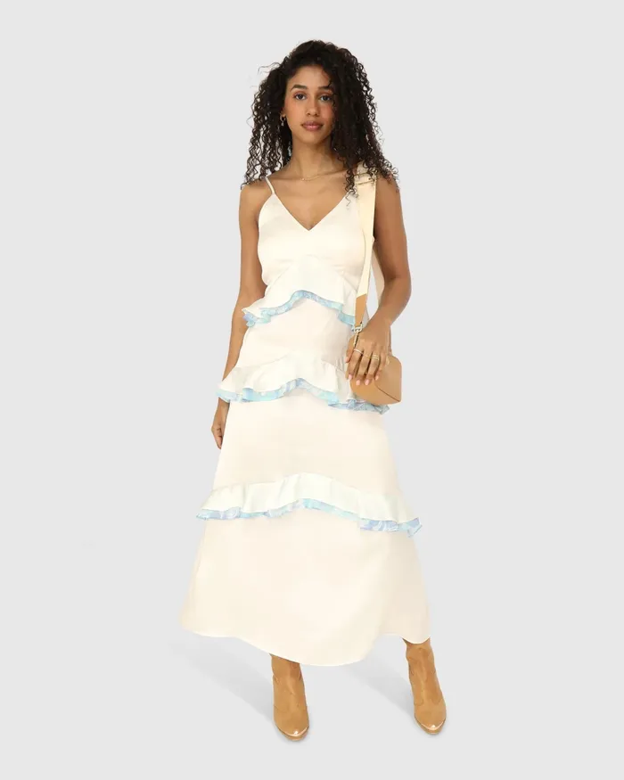 Dresses Women Belle and Bloom Lovely Day Ruffle Maxi Dress 8211 White