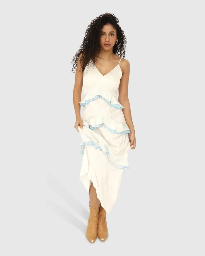 Dresses Women Belle and Bloom Lovely Day Ruffle Maxi Dress 8211 White