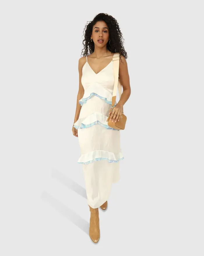 Dresses Women Belle and Bloom Lovely Day Ruffle Maxi Dress 8211 White