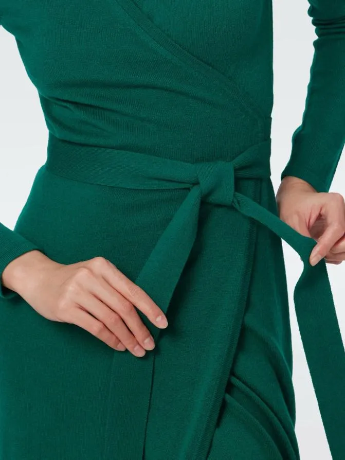 DVF Dresses Astrid WoolCashmere Wrap Dress Cilantro 8211 Women