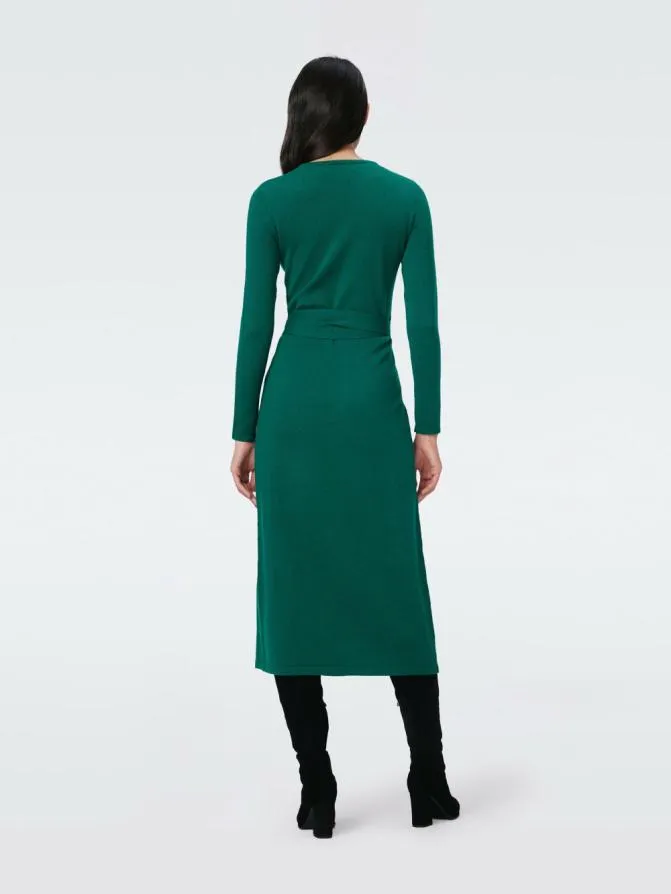 DVF Dresses Astrid WoolCashmere Wrap Dress Cilantro 8211 Women