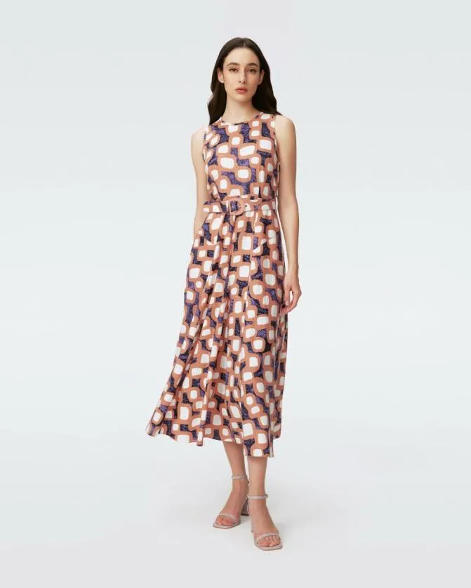 DVF Dresses Elliot Midi Dress Deco Geo 8211 Women