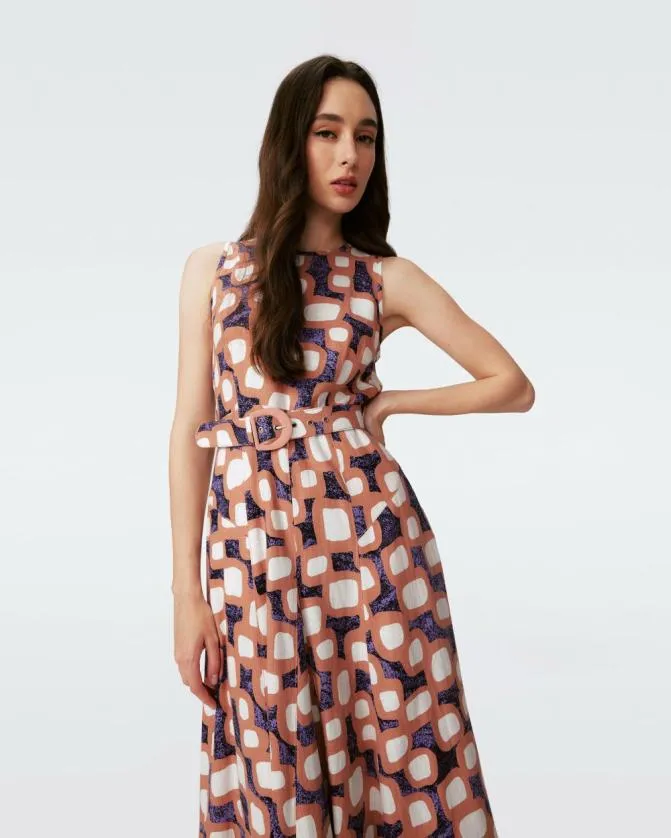 DVF Dresses Elliot Midi Dress Deco Geo 8211 Women