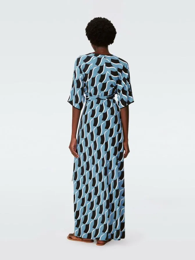 DVF Dresses Eloise Maxi Dress Bird Weave Balanchine Blue 8211 Women
