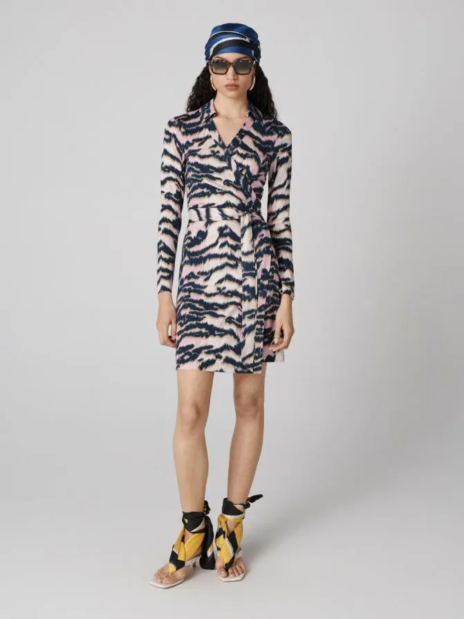 DVF Dresses Jeanne Wrap Dress Palace Tiger Pink 8211 Women