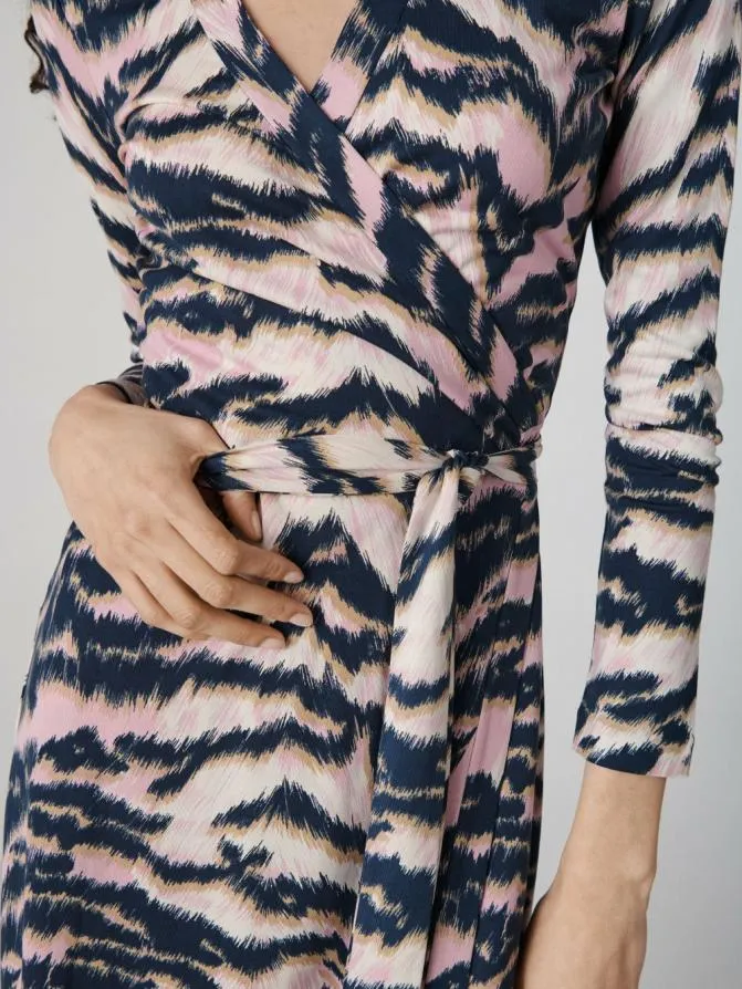 DVF Dresses Jeanne Wrap Dress Palace Tiger Pink 8211 Women