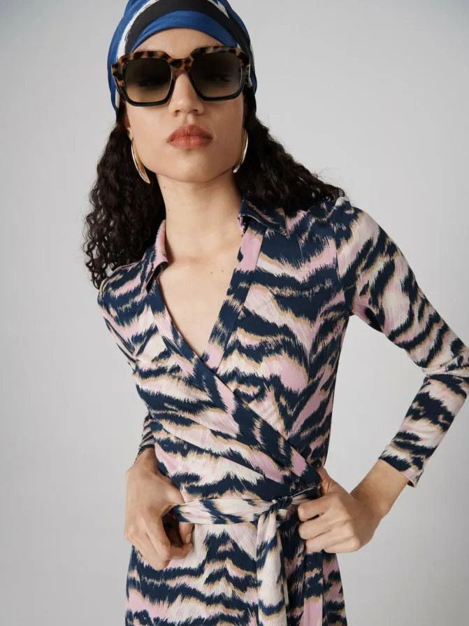 DVF Dresses Jeanne Wrap Dress Palace Tiger Pink 8211 Women