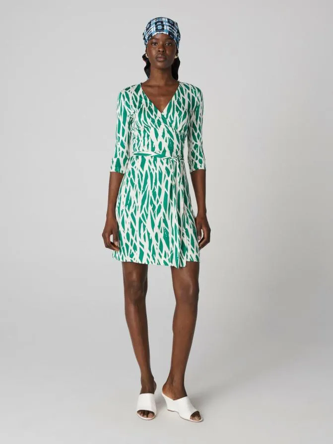 DVF Dresses Julian Silk Jersey Wrap Dress Twigs Green 8211 Women