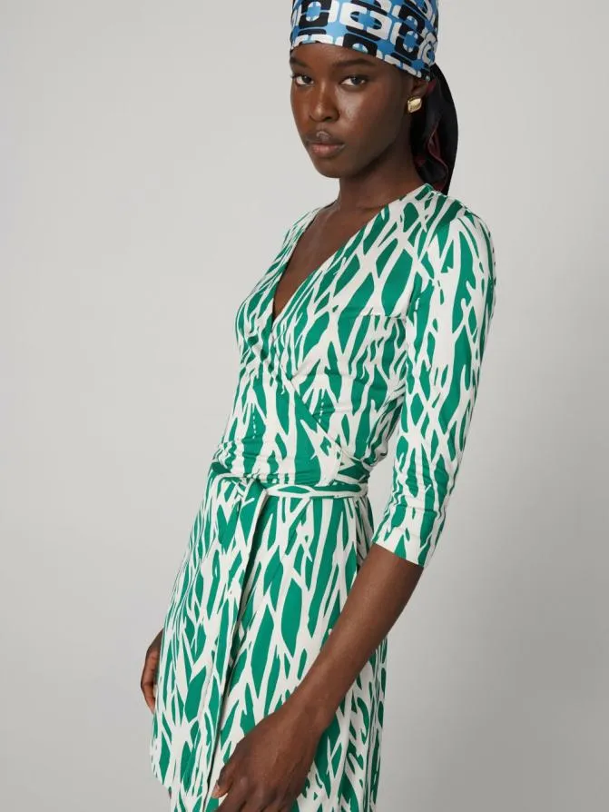 DVF Dresses Julian Silk Jersey Wrap Dress Twigs Green 8211 Women
