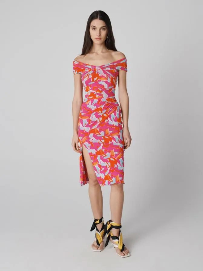 DVF Dresses Lovinia Dress Tiny Island Camo Pink 8211 Women