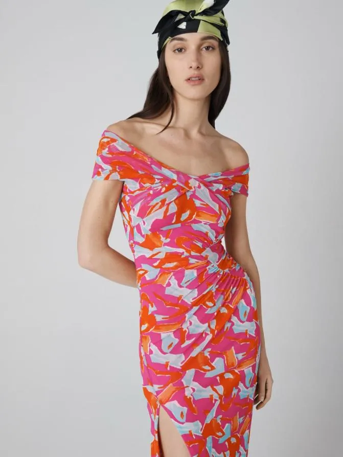 DVF Dresses Lovinia Dress Tiny Island Camo Pink 8211 Women