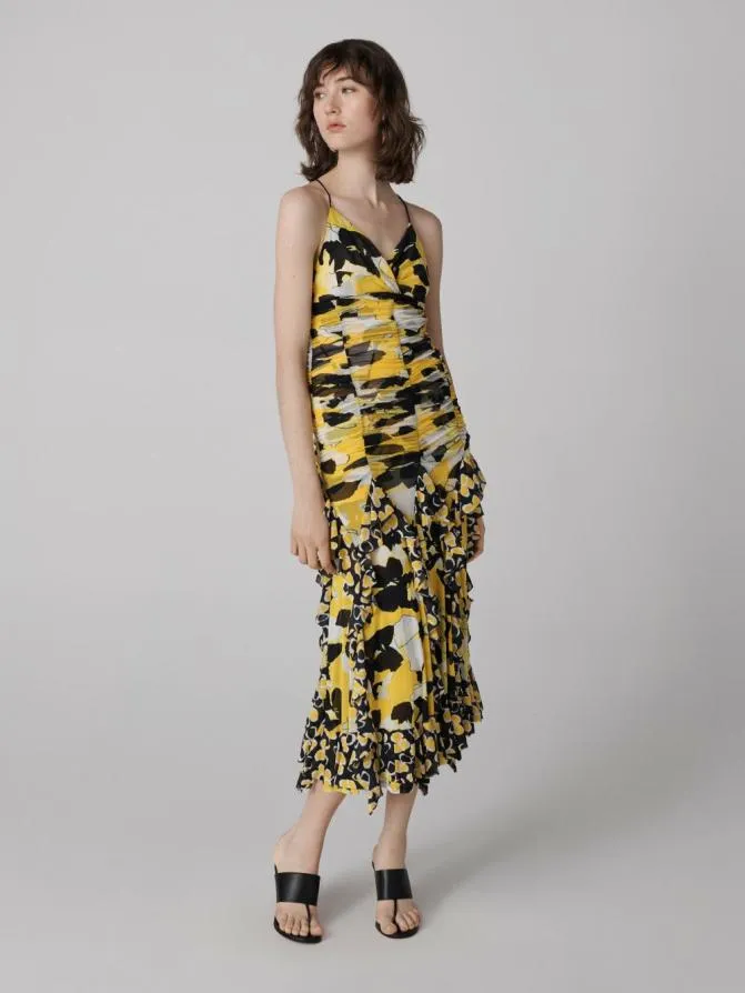 DVF Dresses Portia Dress Egon039s Floral Yellow 8211 Women