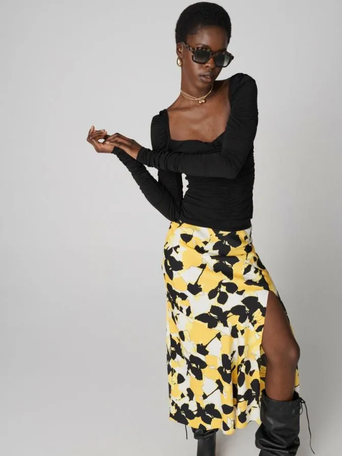DVF Skirts Isadora Skirt Egon039s Floral Yellow 8211 Women