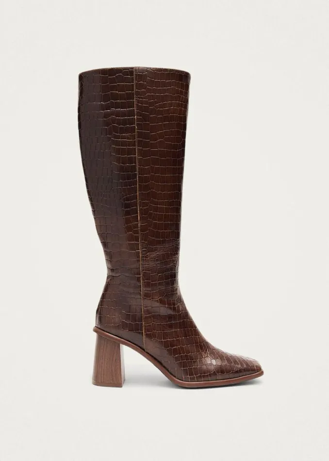 East Alli Brown Leather Boots Women ALOHAS Boots