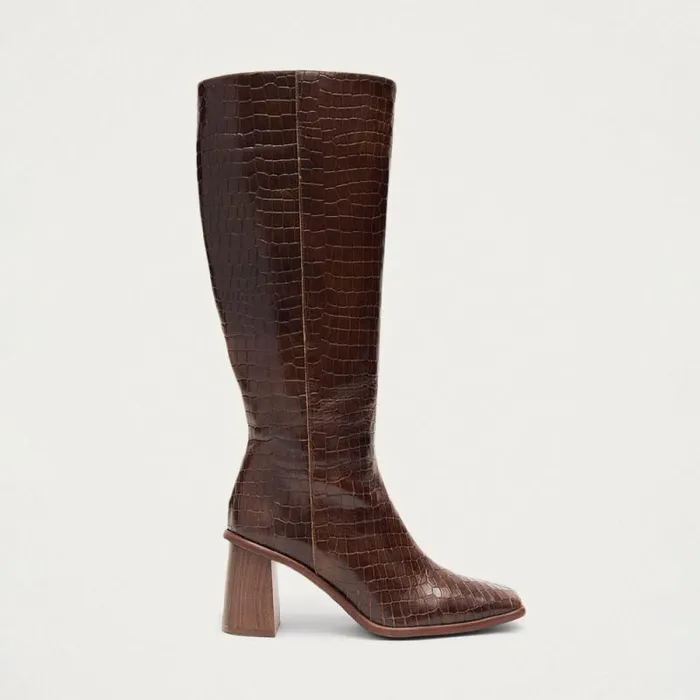 East Alli Brown Leather Boots Women ALOHAS Boots