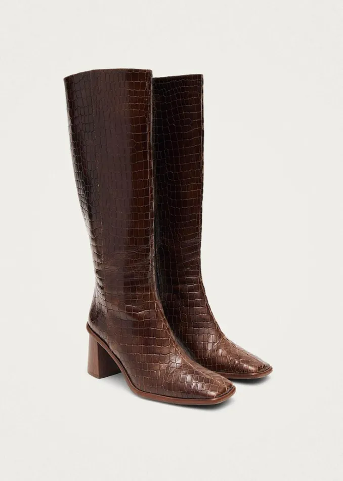 East Alli Brown Leather Boots Women ALOHAS Boots