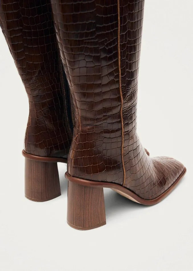 East Alli Brown Leather Boots Women ALOHAS Boots