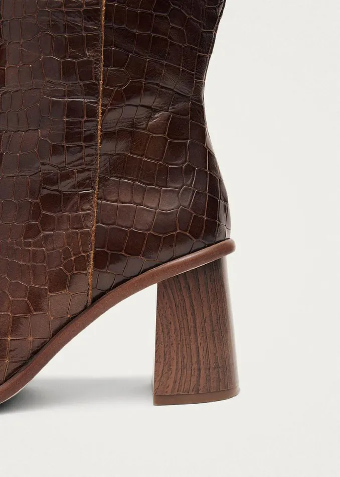 East Alli Brown Leather Boots Women ALOHAS Boots