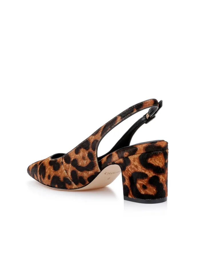 Elaina Leather Slingback Natural Leopard Hair Women L039Agence Heels Elaina Leather Slingback Natural Leopard Hair Women L039Agence Heels