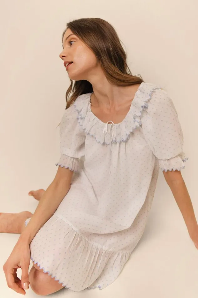 Elen Steel Blue Polka Dot Women RIXO Dresses Elen Steel Blue Polka Dot Women RIXO Dresses