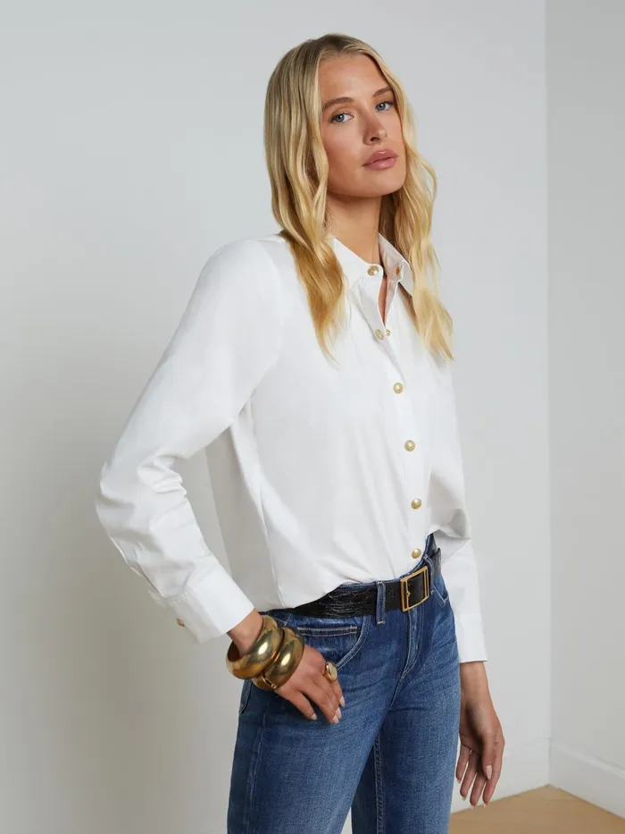 Ellery ButtonDown Shirt Whitegold Women L039Agence Blouses and Tops Ellery ButtonDown Shirt Whitegold Women L039Agence Blouses and Tops