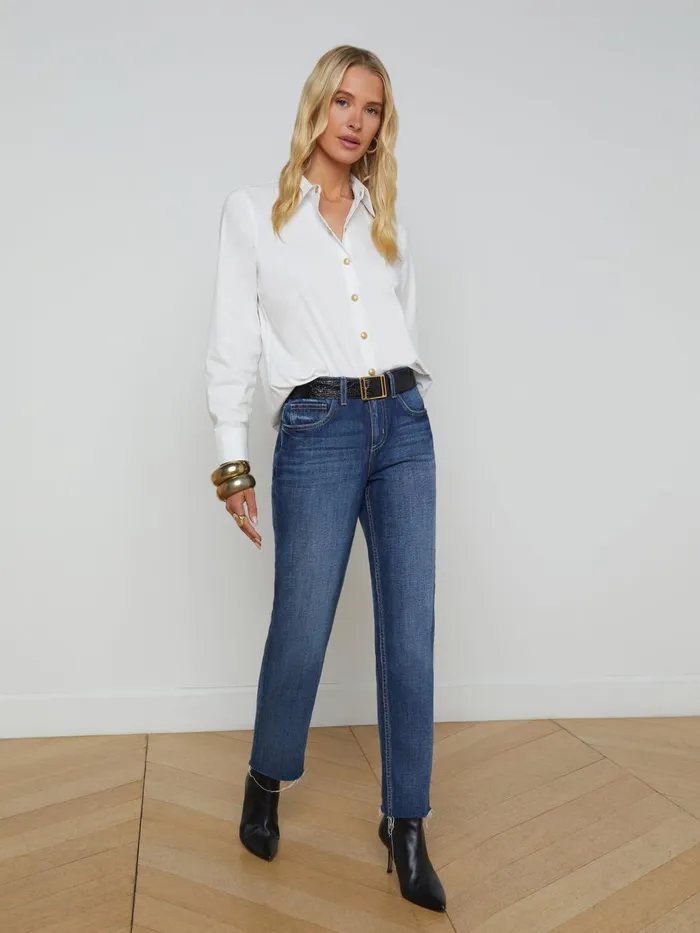 Ellery ButtonDown Shirt Whitegold Women L039Agence Blouses and Tops Ellery ButtonDown Shirt Whitegold Women L039Agence Blouses and Tops