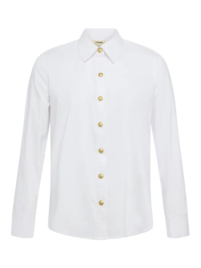 Ellery ButtonDown Shirt Whitegold Women L039Agence Blouses and Tops Ellery ButtonDown Shirt Whitegold Women L039Agence Blouses and Tops