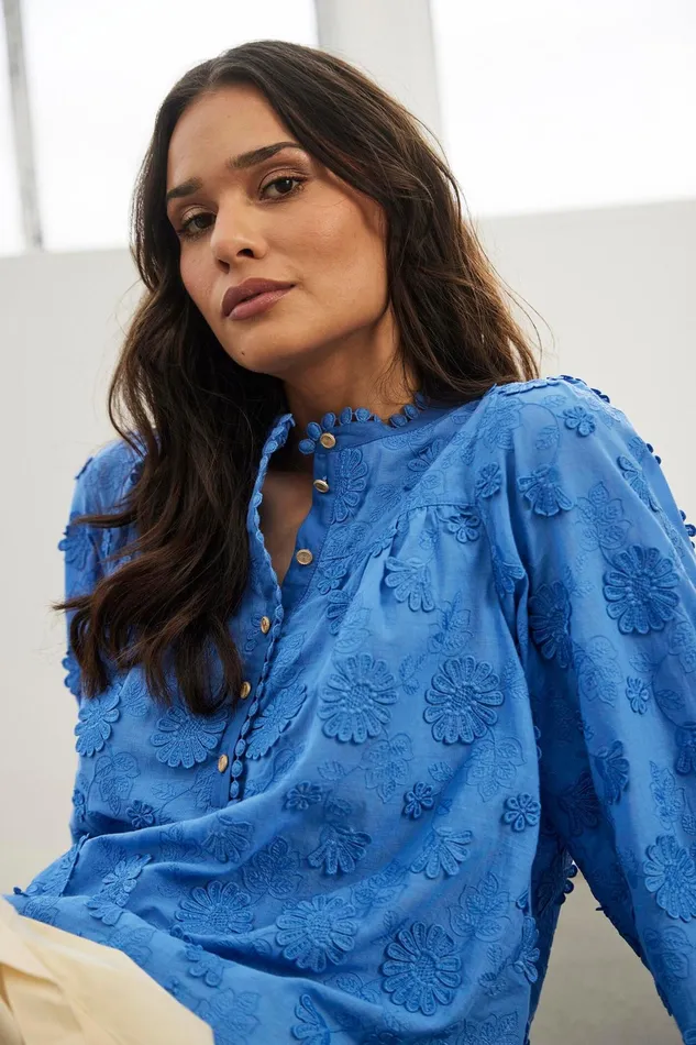ELLIE BLOUSE 16320 501 Blue 501 Women IN FRONT BLOUSES SHIRTS