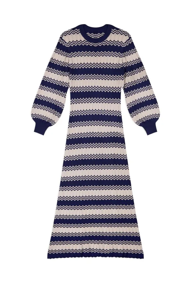 Elva Navy Cream Chevron Women RIXO Knitwear Elva Navy Cream Chevron Women RIXO Knitwear